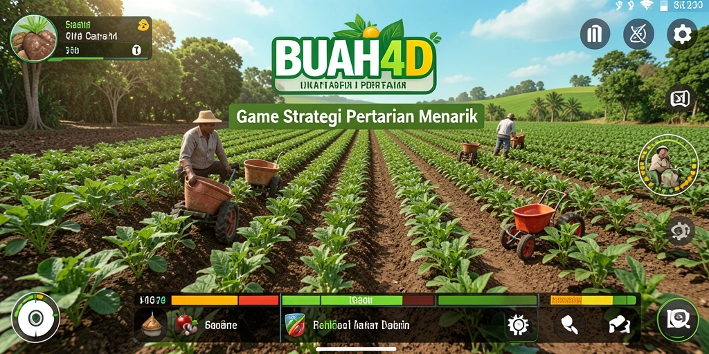 Tampilan gameplay menarik dari BUAH4D dengan berbagai tanaman yang tumbuh.