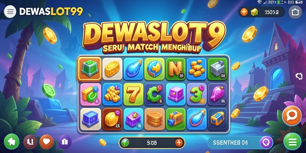 Tampilan permainan seru DEWASLOT99 dengan gameplay Match-3.