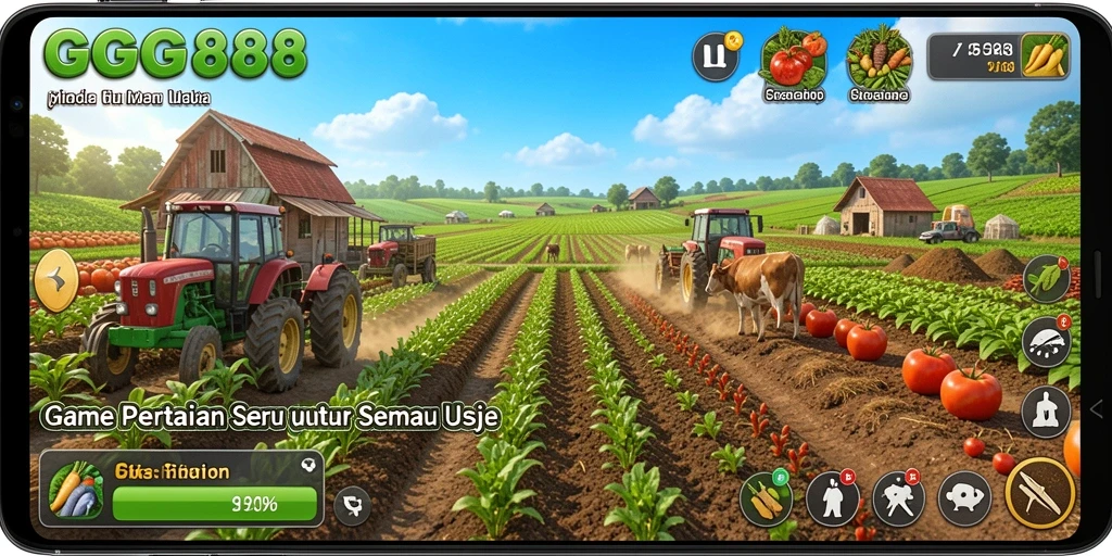 Gameplay GGG888 menunjukkan aktivitas bertani yang seru dan menarik.