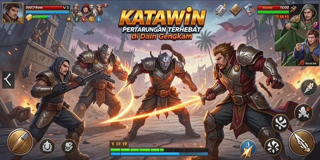 Screenshot KATAWIN menampilkan duel pertarungan yang mendebarkan.