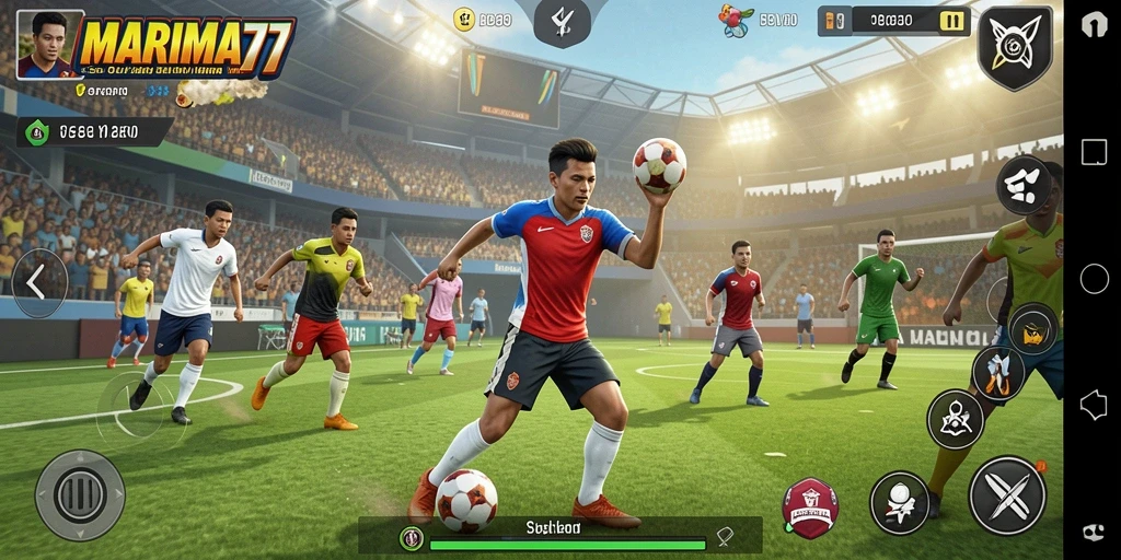 Tampilan gameplay MARIMA77 dengan aksi olahraga yang intens.