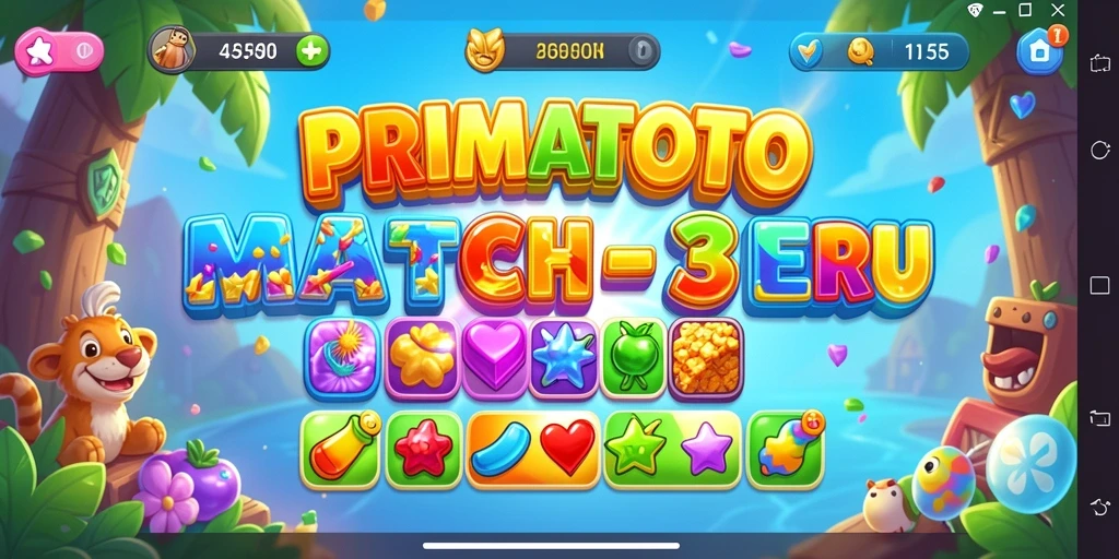 Tampilan screenshot gameplay <strong>PRIMATOTO</strong> dalam aksi Match-3 yang seru.
